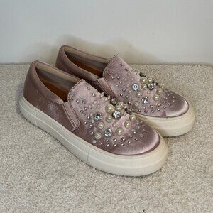 Vintage Havana | Pearl Embellished Slip Ons | Blush